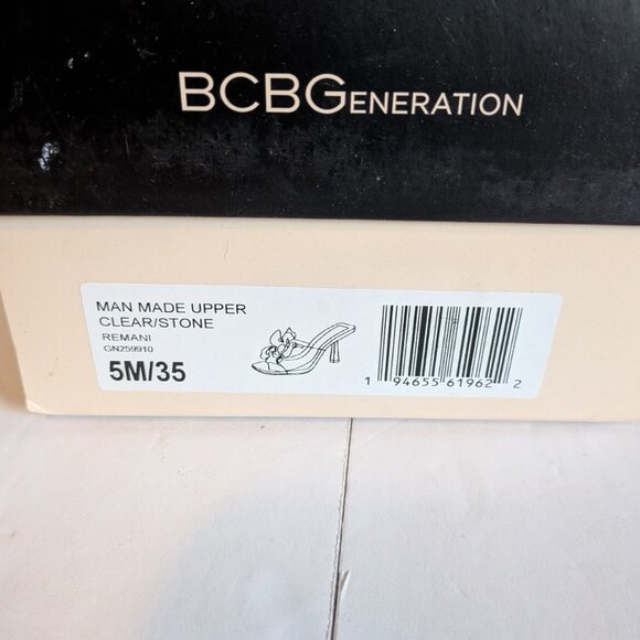 BCBGeneration Remani Transparent Upper Heel Flower Sandals - Picture 9 of 9